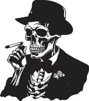 fumar espectro crista elegância dentro fumar esqueleto vetor Projeto clássico cigarro crachá Eterno brio para fumar cavalheiro ícone