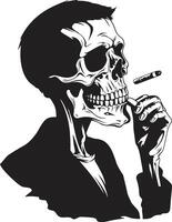 refinado relíquia crista elegante fumar cavalheiro ícone dentro vetor Projeto charuto salão crachá vintage charme para fumar esqueleto logotipo