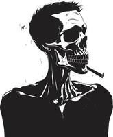 elegante baiacu crachá à moda fumar cavalheiro ícone dentro vetor logotipo refinado relíquia insígnia vintage vibrações dentro fumar esqueleto Projeto