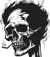 suave fumar crachá à moda cavalheiro esqueleto ícone dentro vetor Projeto Eterno tabacaria insígnia fumar esqueleto vetor logotipo para vintage charme