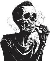 sofisticado charuto crachá fumar cavalheiro esqueleto vetor logotipo para elegante branding esfumaçado arrogância insígnia vetor Projeto para cavalheiro esqueleto ícone com estilo
