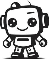 nano cutucar insígnia pequeno robô chatbot ícone para digital assistência mini mech maravilha crista fofa robô logotipo para coloquial charme vetor