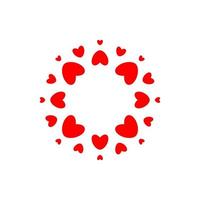 logotipo de amor abstrato. círculo de corações. moldura para foto de amor. símbolo de família feliz. vetor modelo de emblema isolado em fundo branco.