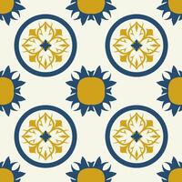 fundo vintage mandala enfeite azulejos cerâmica, geométrico retro mosaico padronizar vetor