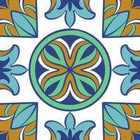 fundo vintage mandala enfeite azulejos cerâmica, geométrico retro mosaico padronizar vetor