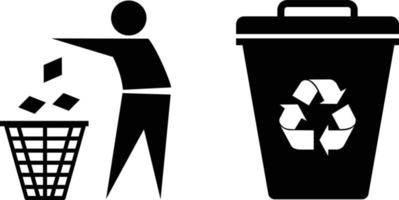 Lixo de lixo, conjunto de ícones de lixeira vetor