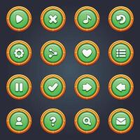 jogos ui conjunto do verde botões dentro desenho animado estilo gui para Construir 2d jogos desenho animado casual botões kit vetor