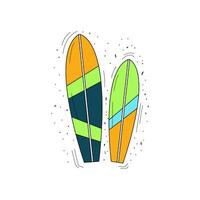 verão prancha de surfe, logotipo e surfar ícone dentro vetor. extremo água Esportes. vetor