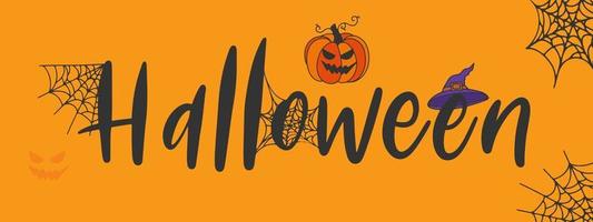 vetor de banner de texto de letras de mão de halloween.