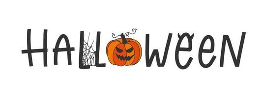 vetor de banner de texto de letras de mão de halloween.