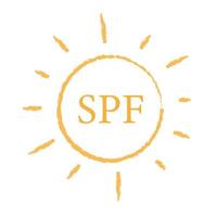 projeto do ícone de proteção solar SPF. símbolo uv. sinal de sol spf. radiação de raios ultravioleta. vetor