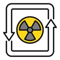 Setas; flechas com radiação símbolo vetor nuclear zona colori ícone ou Projeto elemento