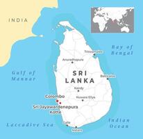 sri lanka político mapa com capital Colombo e sri jayawardenepura gato, a maioria importante cidades. vetor