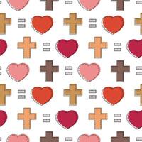 desatado padronizar com cristão Cruz e coração dentro linear vetor