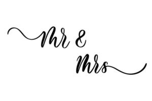 senhor Senhora. ortografia ondulada de caligrafia elegante para a decoração do convite de casamento. vetor