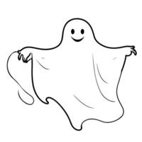 ai gerado 1 contínuo Preto linha desenhando do fantasma dia das Bruxas conceito esboço rabisco vetor ilustração em branco fundo