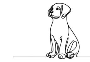 ai gerado contínuo 1 Preto linha desenhando do cachorro esboço rabisco vetor ilustração branco fundo
