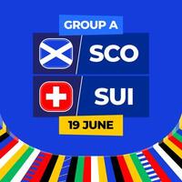 Escócia vs Suíça futebol 2024 Combine contra. 2024 grupo etapa campeonato Combine versus equipes introdução esporte fundo, campeonato concorrência vetor