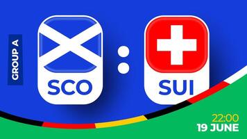 Escócia vs Suíça futebol 2024 Combine contra. 2024 grupo etapa campeonato Combine versus equipes introdução esporte fundo, campeonato concorrência vetor