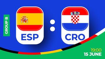 Espanha vs Croácia futebol 2024 Combine contra. 2024 grupo etapa campeonato Combine versus equipes introdução esporte fundo, campeonato concorrência vetor