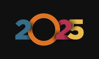 feliz Novo ano 2025 texto Projeto em Preto fundo. vetor