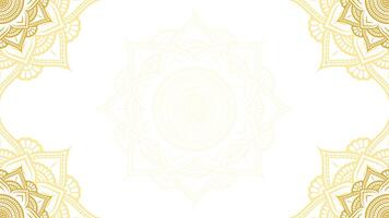 celestial elegância do lótus mandala arte em branco horizontal vetor fundo dentro ouro e branco cor