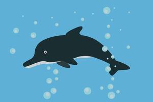 ilustração do uma golfinho. fofa desenho animado animal. vetor