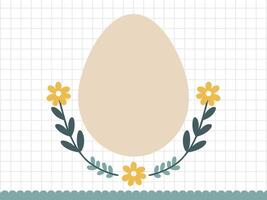 desenho animado plano Páscoa ovo com flores, ideal para cumprimento cartão. ilustração. vetor