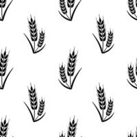 monocromático desatado padronizar com orelha do trigo, cevada ou centeio. ícone isolado em branco fundo vetor