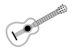 mão desenhado fofa esboço ilustração do acampamento guitarra. plano acústico música instrumento adesivo dentro linha arte rabisco estilo. amarrado instrumento ícone. aventura, caminhada, turismo. isolado. vetor