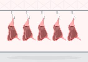 Fábrica de carne de porco e carne com máquinas automáticas vetor