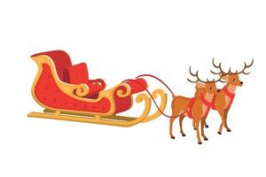 desenho vetorial de trenó de Papai Noel com renas vetor