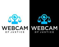 Webcam e balanças justiça advogado às lei logotipo Projeto. vetor