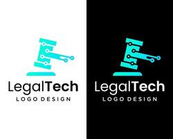 quadra lei martelo e conexão tecnologia ícone logotipo Projeto. vetor