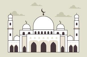 ilustração do uma lindo branco mesquita com muitos portas e janelas vetor