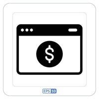 dólar placa ícone em uma computador tela. conectados dinheiro plano ícone vetor