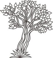 rabisco árvore com folha ícone esboço clipart ilustração vetor