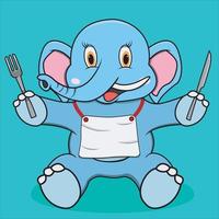 personagem elefante pronto para comer vetor