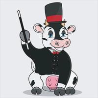 vaca personagem com custódia de mágico vetor