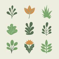 plano estilo verde folhas coleção vetor