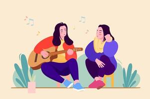 música Educação mulheres plano ilustração vetor