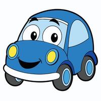 azul carro emoticon engraçado carro face personagem sorrisos ícones ilustração vetor