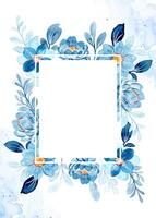 azul floral quadro, Armação com aguarela vetor