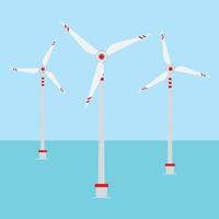 no mar vento fazenda, ilustração do moinho de vento parque às mar. alternativo energia vetor