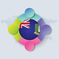Bandeira das Ilhas Virgens com design infográfico isolado no mapa mundial vetor