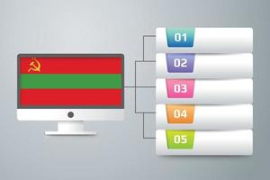 bandeira da transnístria com design infográfico incorporado com monitor de computador vetor