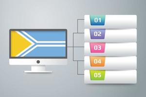 Bandeira da tuva com design infográfico incorporado com monitor de computador vetor