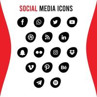 social meios de comunicação ícones vetor conjunto vermelho e branco com Facebook, Instagram, Twitter, tiktok, Youtube logotipo