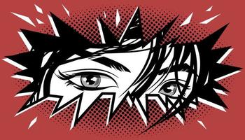 Vetores de Rosto De Anime Com Olhos Vermelhos Em Copos Do Desenho