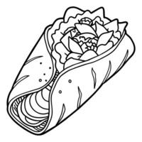 burrito digital esboço coloração página ilustração vetor